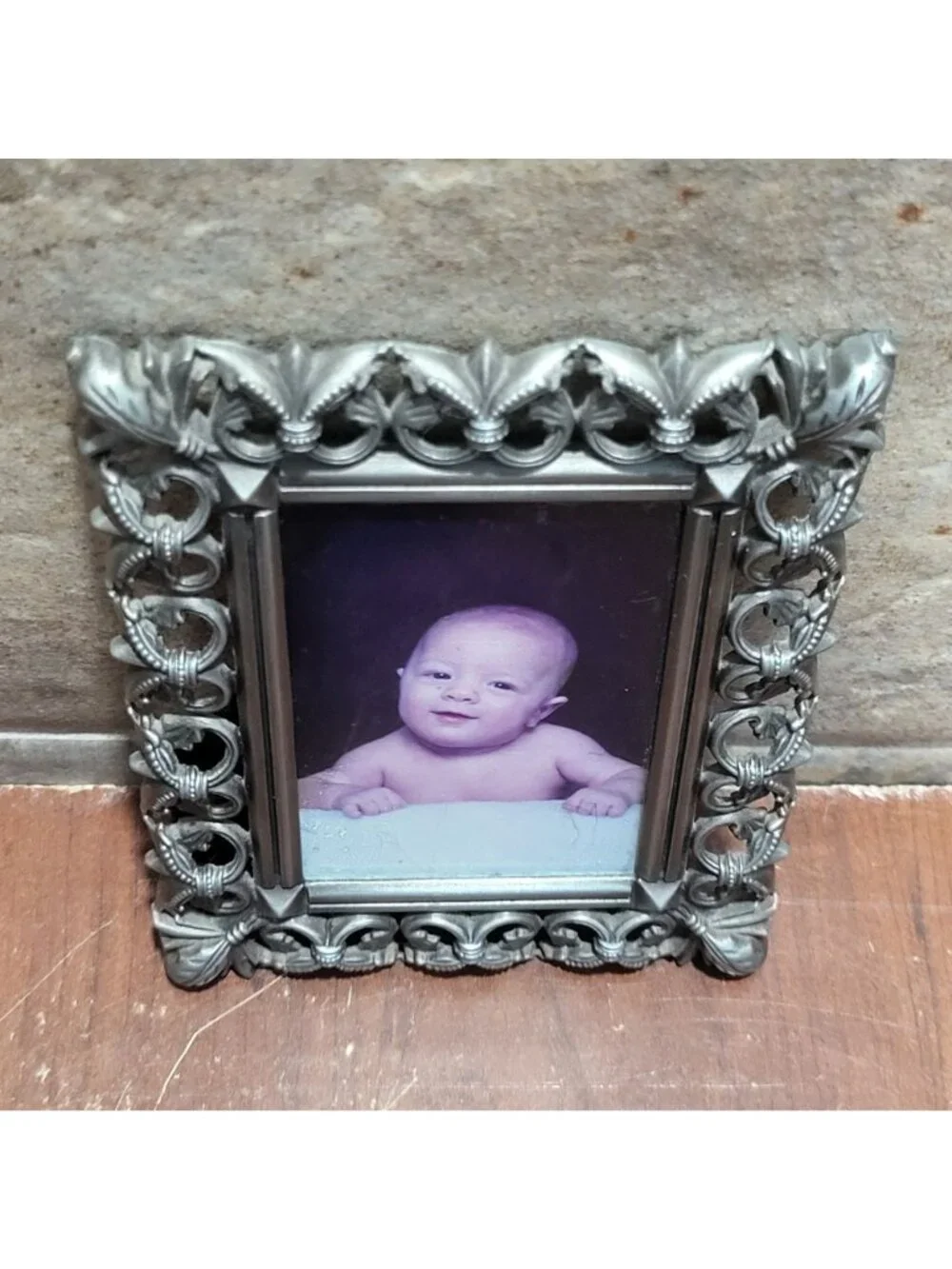 Metal Pewter Fleur De Lis Ornate Scrolls Picture Photo Frame